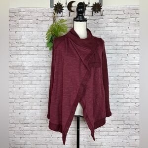 Lucky Brand Maroon Drape Wrap Lightweight Cardigan